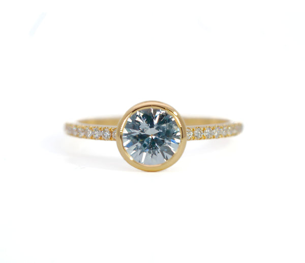 Sapphire Prism Rings on Diamond Half Eternity Band– 18K