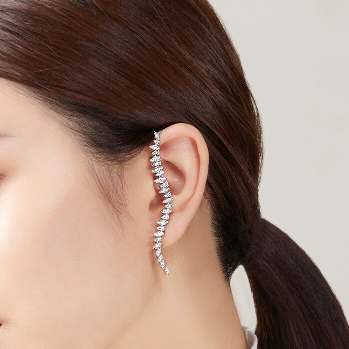 Aerial Twisted Dewdrop Ear Cuff Left
