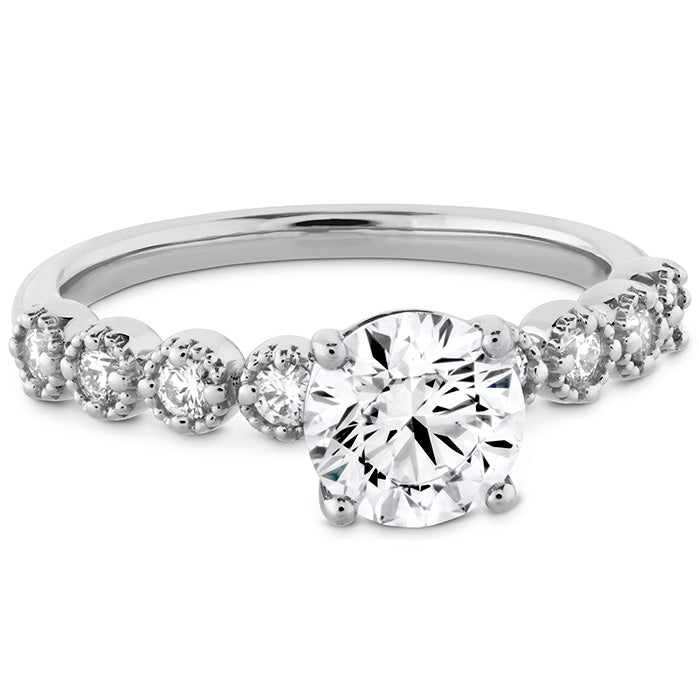 Diamond Bar Single Prong Milgrain Engagement Ring