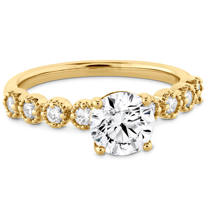 Diamond Bar Single Prong Milgrain Engagement Ring