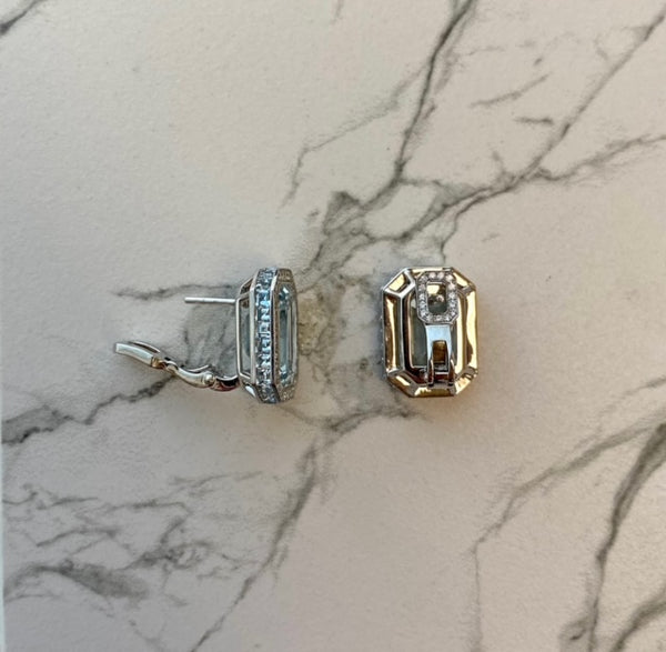 13.68 ct Aquamarine & 0.56 ct Diamond Masterpiece Platinum Earrings
