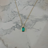 Earth Collection 1.58ct Emerald & Diamond Bezel Pendant Necklace in 18K Yellow Gold