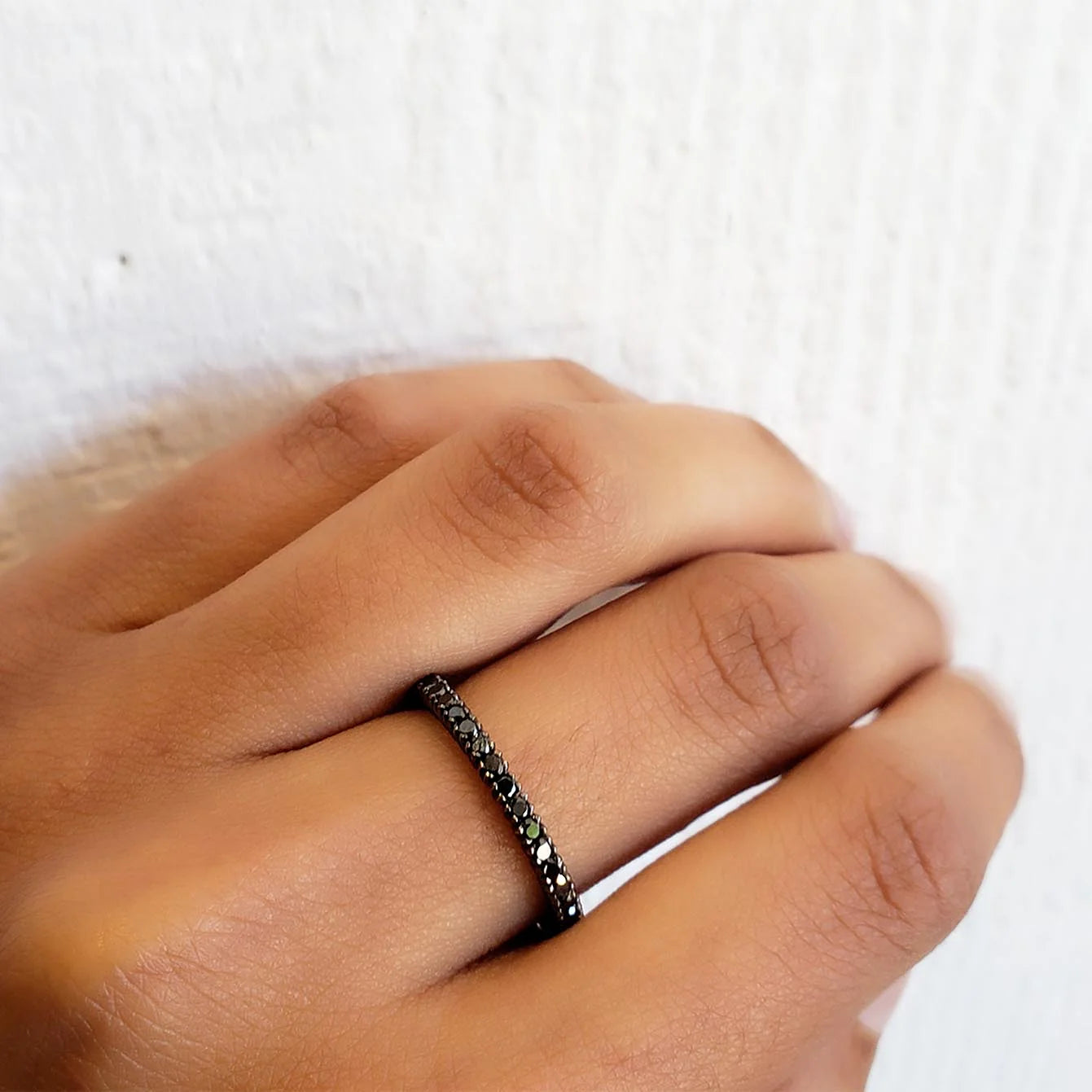 Sethi Couture Stackable Prong Black Diamond Ring