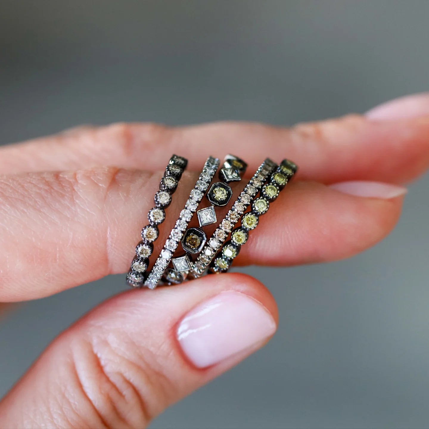 Sethi Couture Stackable Bezel Green Diamond Band