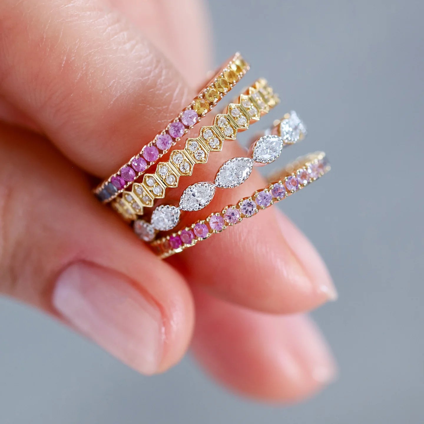 Sethi Couture Stackable Mini Abacus White Diamond Band