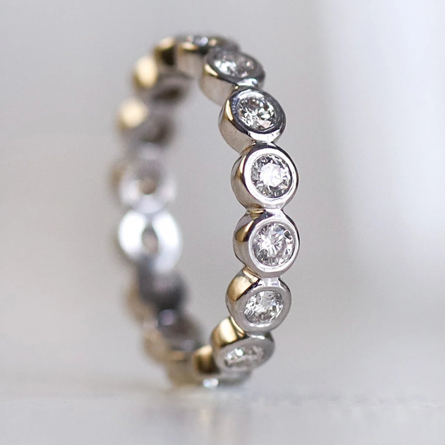 Sethi Couture Stackable Modern Bezel White Diamond Band
