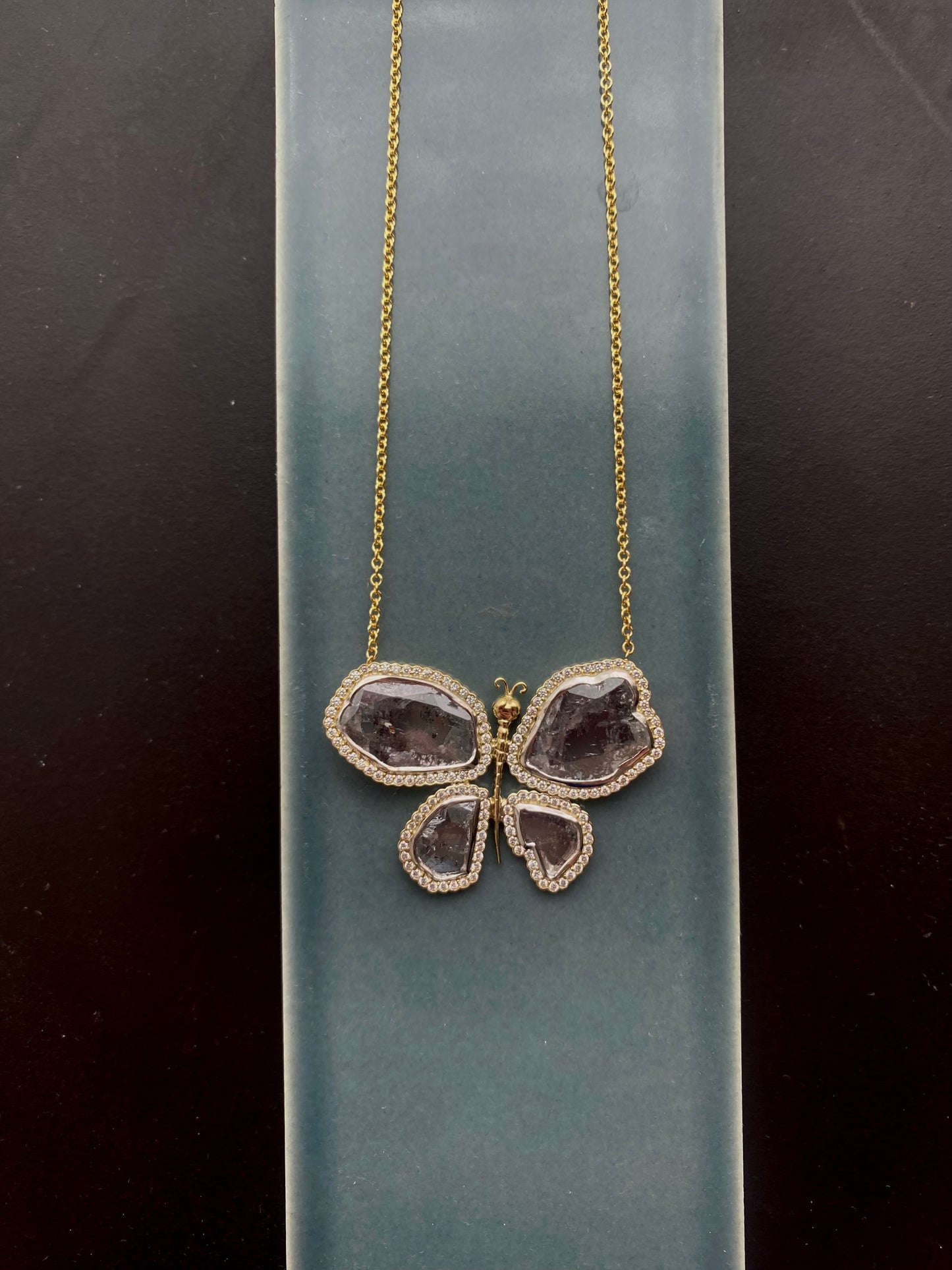 Mariposa Bespoke Night Moth Sliced Diamond Pendant Necklace