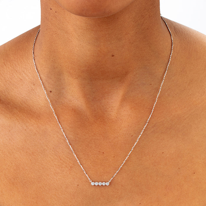 Liliana Milgrain Diamond Bar Necklace