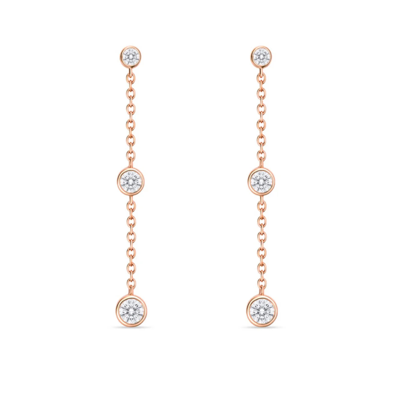 Mariposa Celestial 0.50ctw Orbital Diamond Bezel set dangle Earrings in 18K