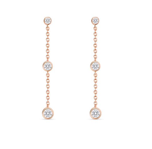 Mariposa Celestial 0.50ctw Orbital Diamond Bezel set dangle Earrings in 18K