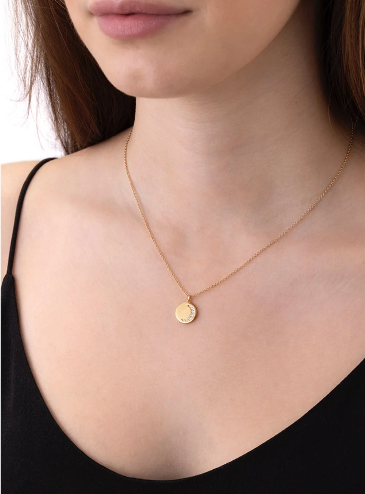 Mariposa Celestial Luna Crescent Medallion .12 ctw. Diamond Pendant