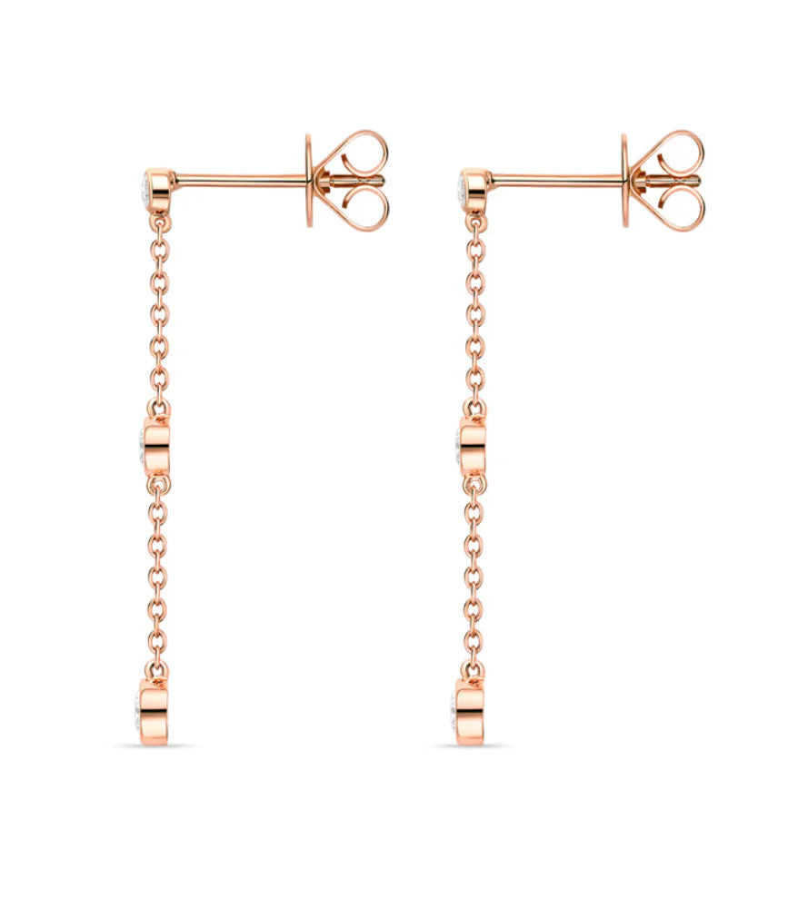 Mariposa Celestial 0.50ctw Orbital Diamond Bezel set dangle Earrings in 18K