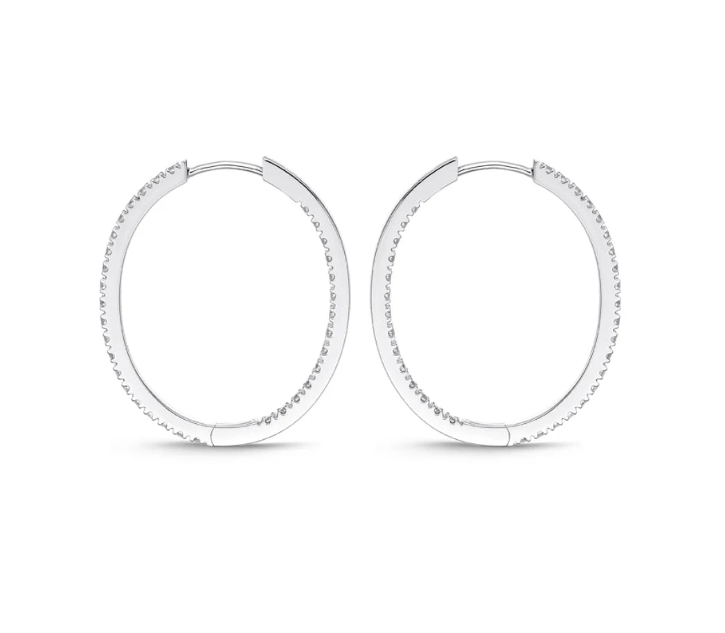 Mariposa Celestial 18K YG Oval Diamond Hoops earrings 1.00ctw
