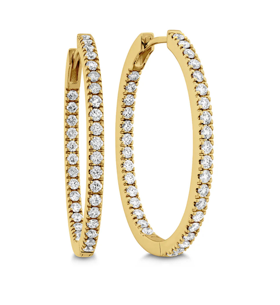 Mariposa Celestial 18K YG Oval Diamond Hoops earrings 1.00ctw