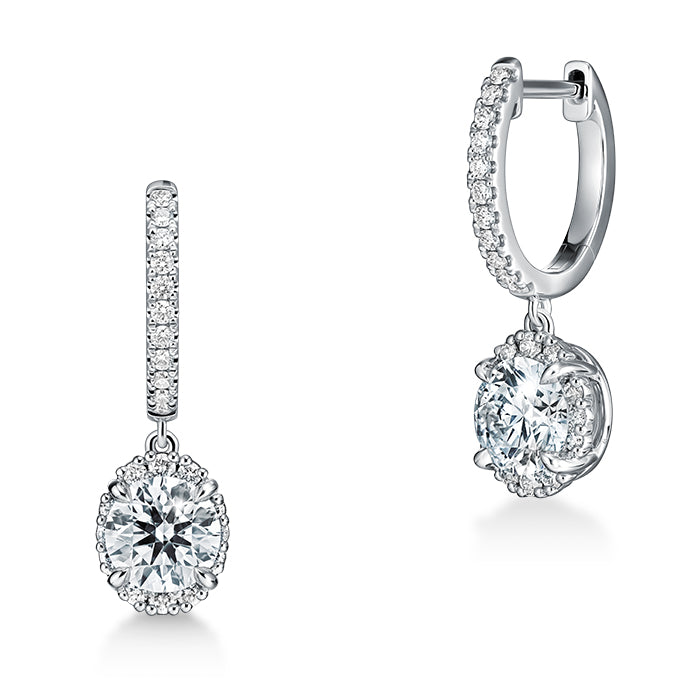 Ellipse Diamond Leverback Earrings
