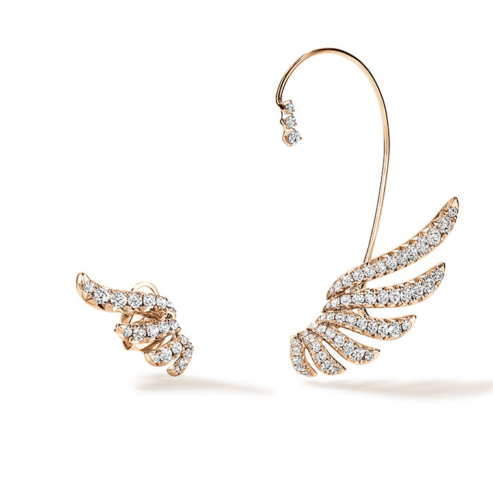 VELA French Cut Pavé Diamond Asymmetrical Climber Earrings