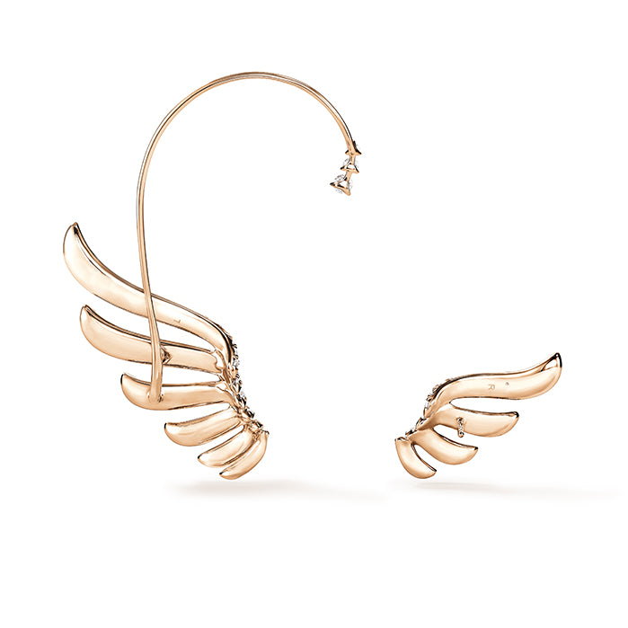 VELA French Cut Pavé Diamond Asymmetrical Climber Earrings