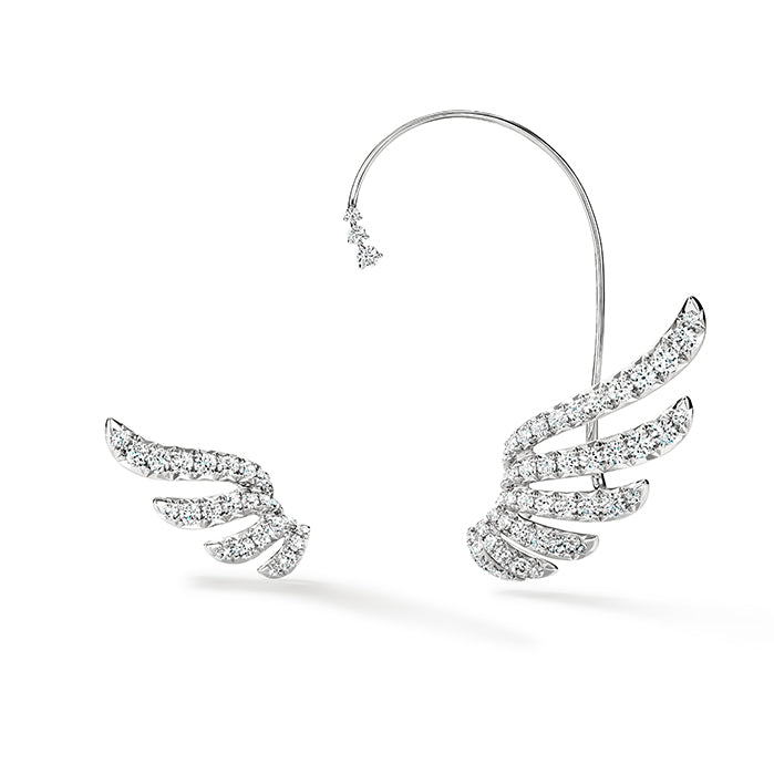 VELA French Cut Pavé Diamond Asymmetrical Climber Earrings