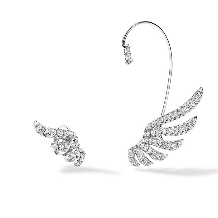 VELA French Cut Pavé Diamond Asymmetrical Climber Earrings