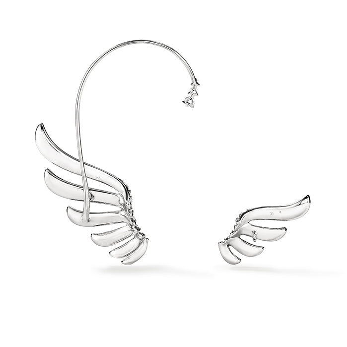 VELA French Cut Pavé Diamond Asymmetrical Climber Earrings