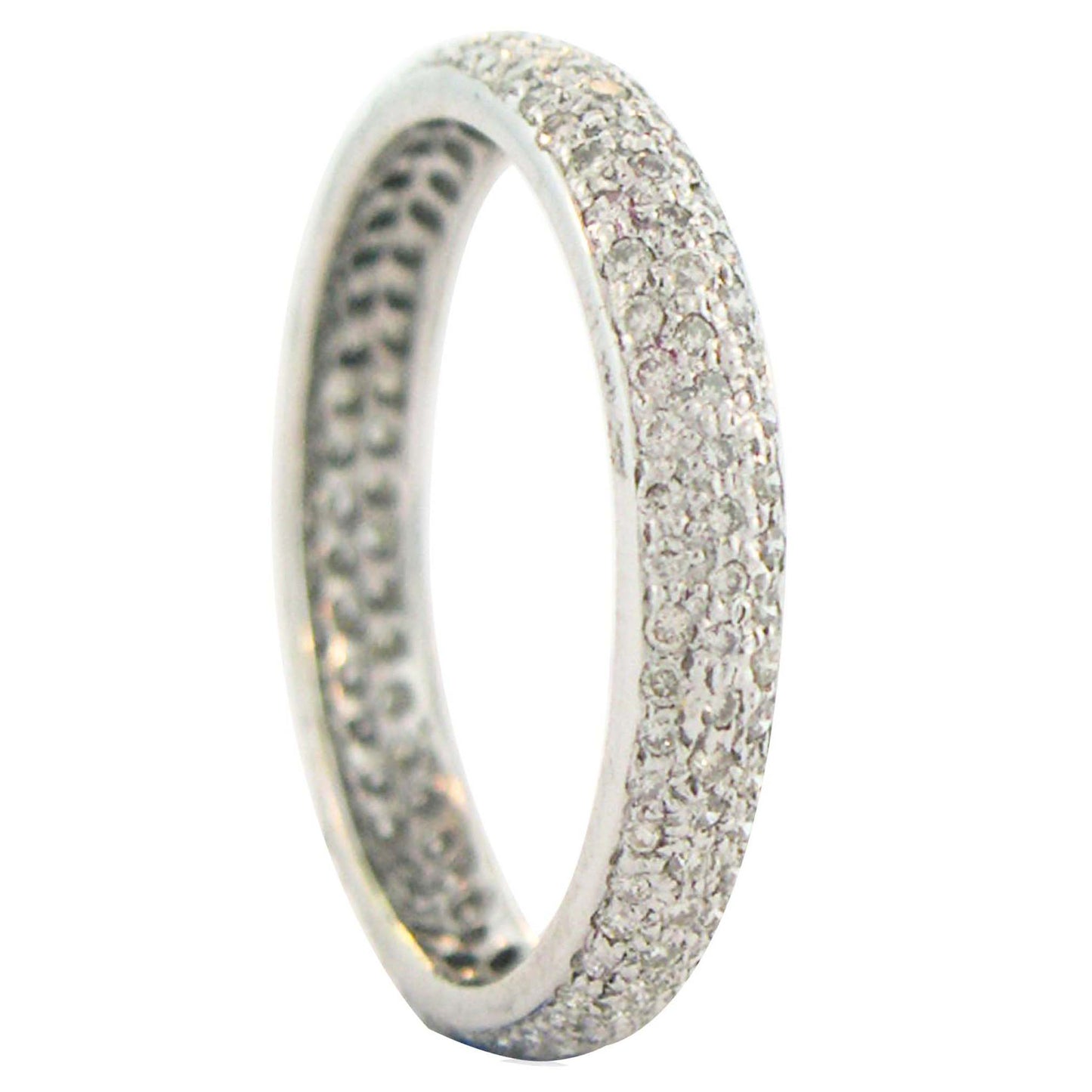 Mariposa Stackable 18k White Diamond Pave Tire Band