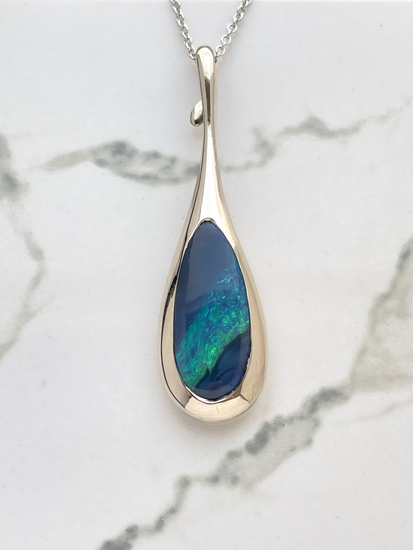 Mariposa H20 Pendant w/ 3.58ct Black Opal in 18k White Gold