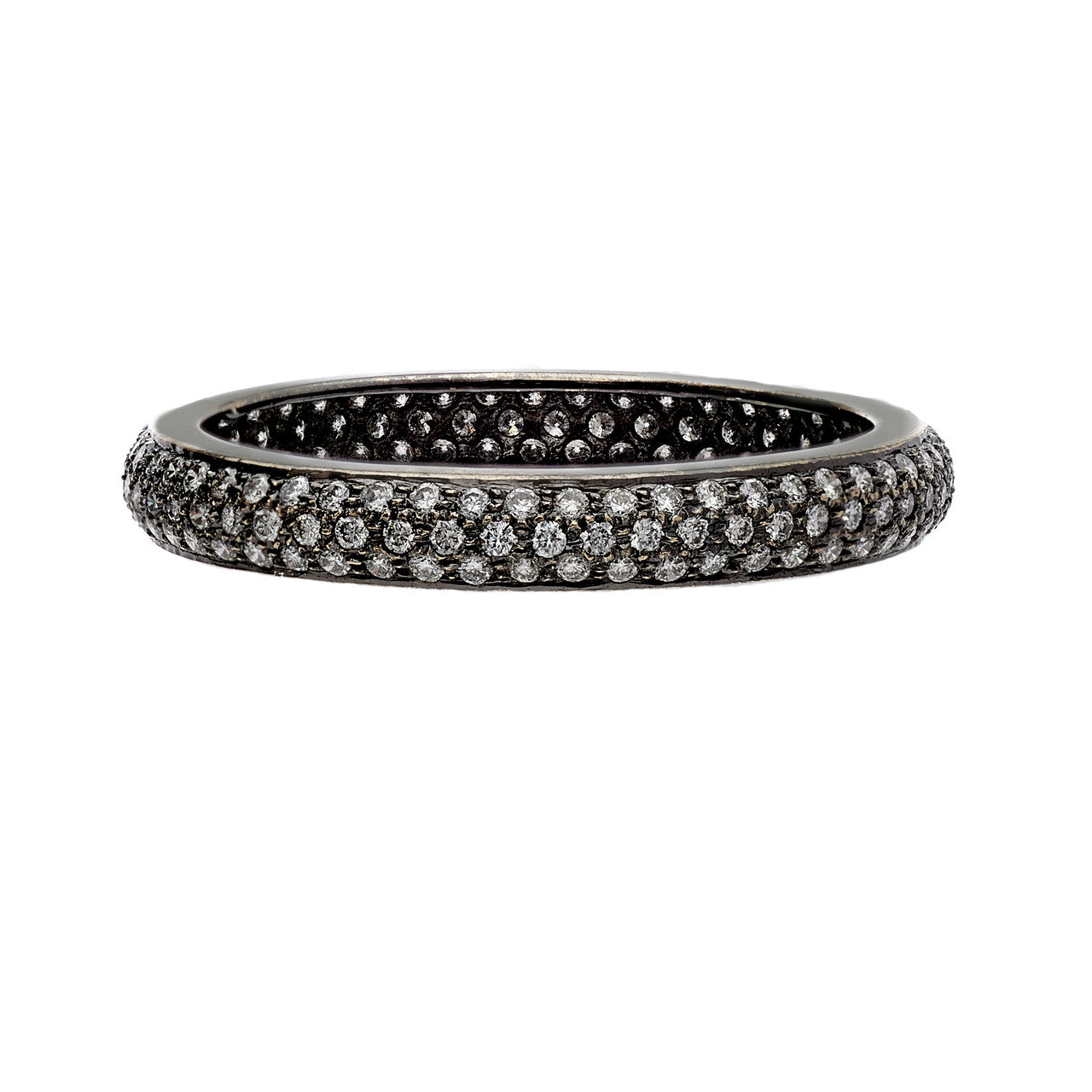 Mariposa Stackable 18k White Diamond Pave Tire Band