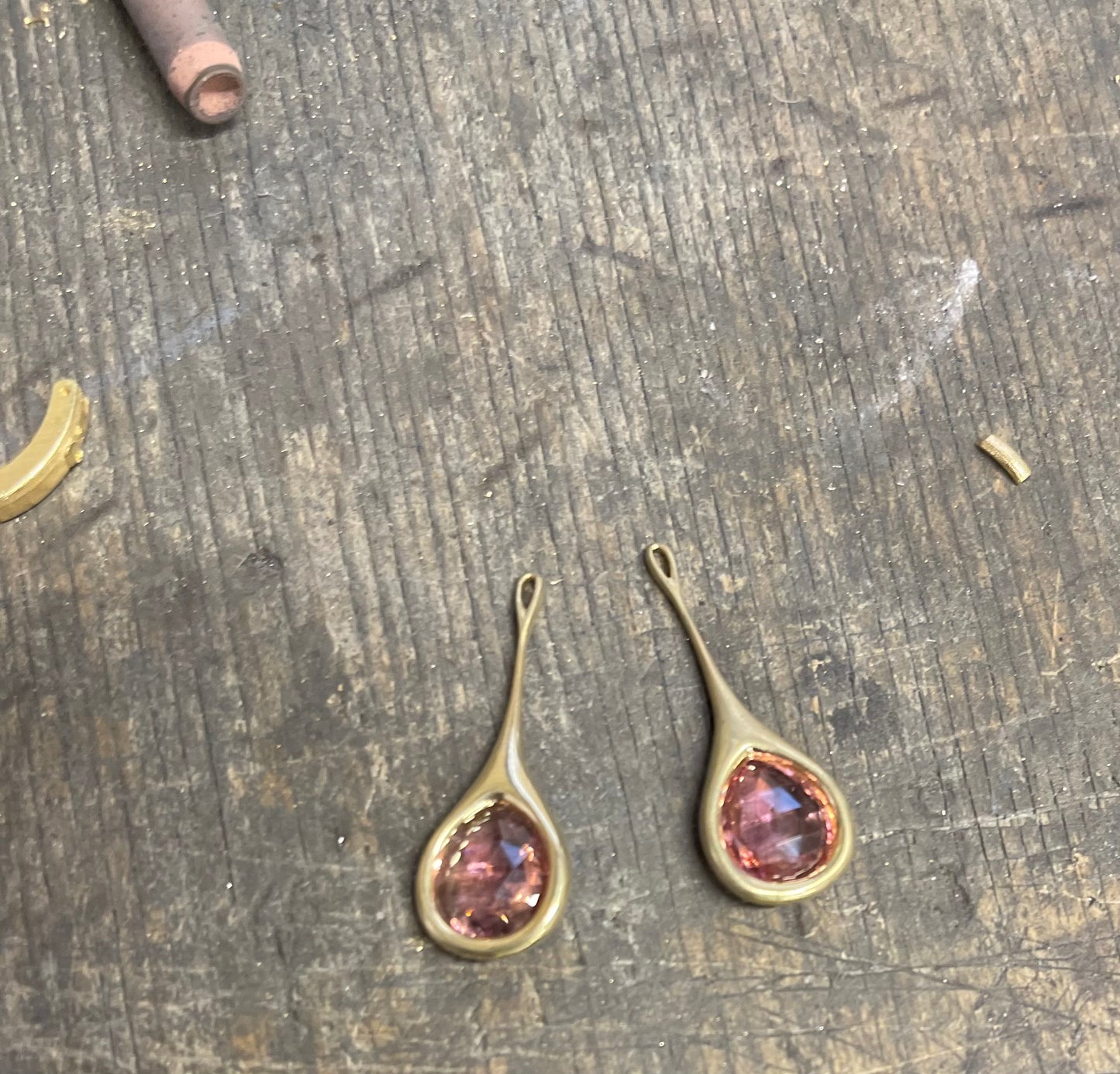 Mariposa H20 5.16ctw Pink Tourmaline Earrings in 18KY