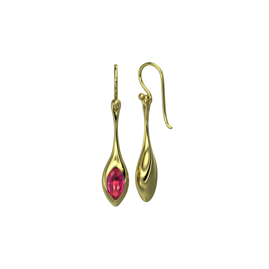 Mariposa H20 Ruby 1.90ctw. Marquise Drop Earrings Set in 18k Yellow Gold