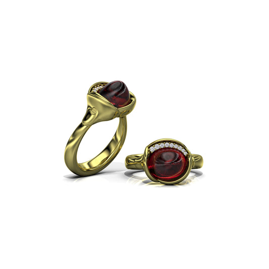 Cherry Blossom Red Spinel and Diamond Ring