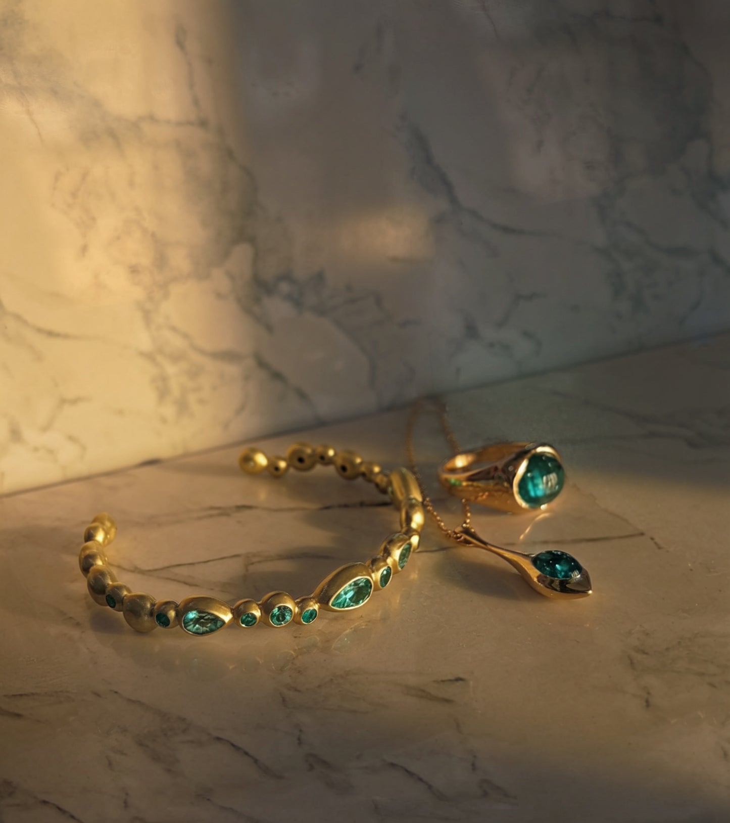 Aegean Tide Cuff with Paraiba Tourmaline and 18k Yellow Gold