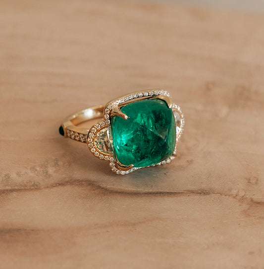 Mariposa Earth Collection Irish Spring 13.27ctw Emerald & 2.62ctw Diamond Ring