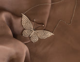 Bespoke Butterfly Diamond Pendant – 7.01ctw White Diamond with Mother of Pearl Antennae in 14k White Gold