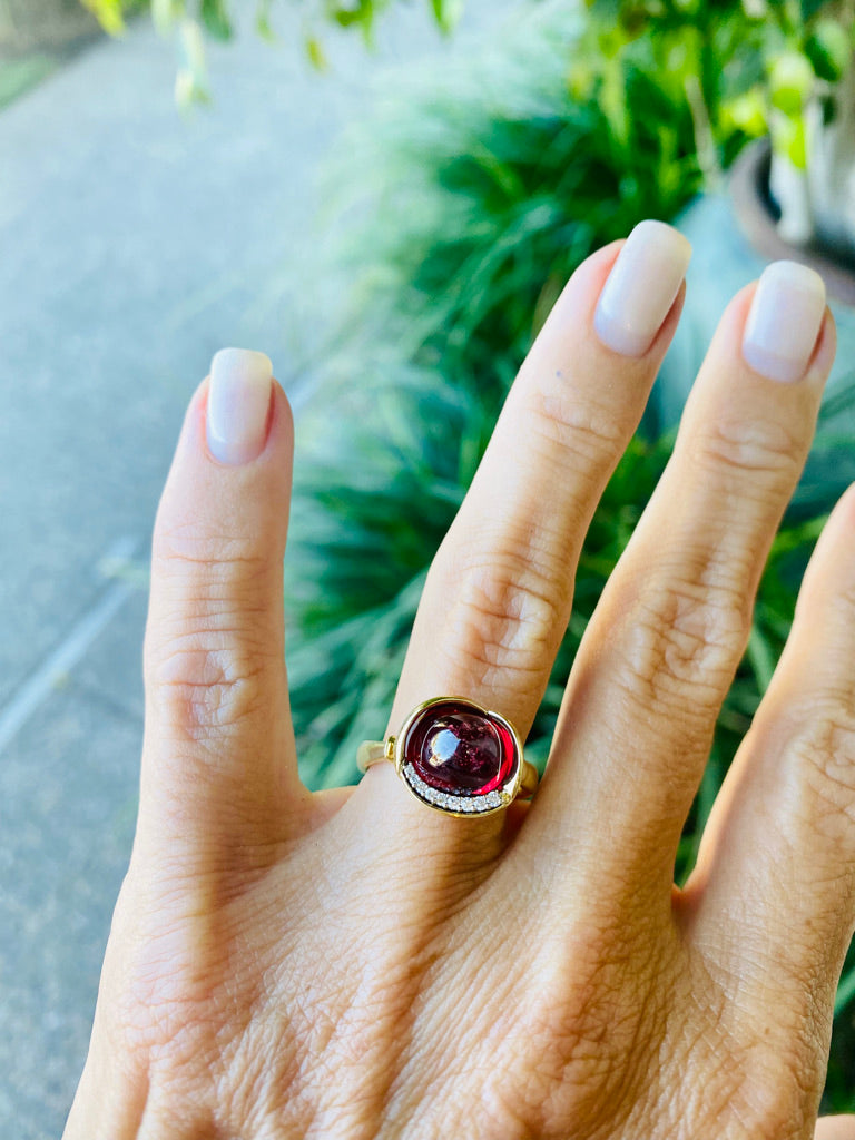 Cherry Blossom Red Spinel and Diamond Ring