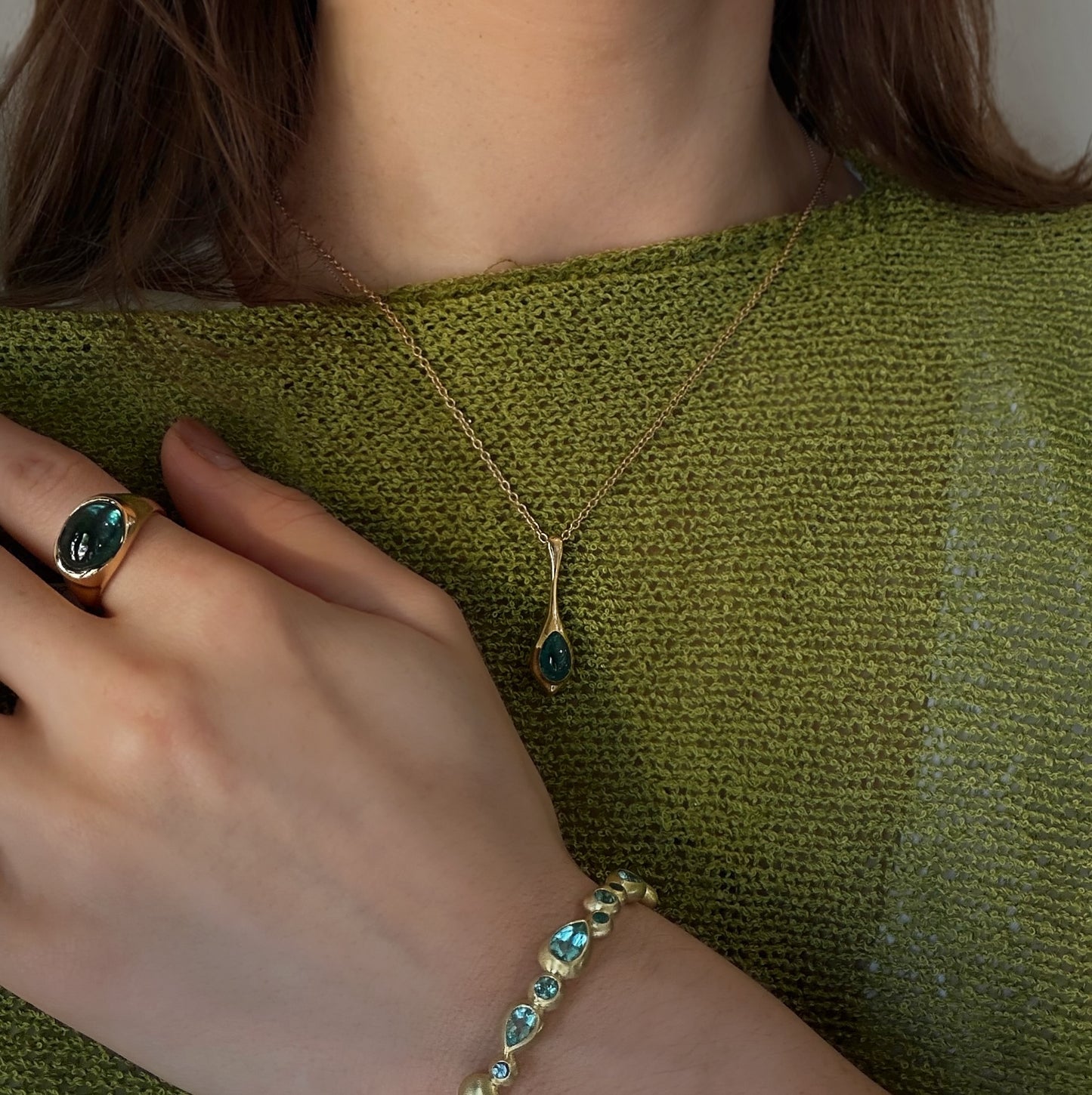 Aegean Tide Cuff with Paraiba Tourmaline and 18k Yellow Gold