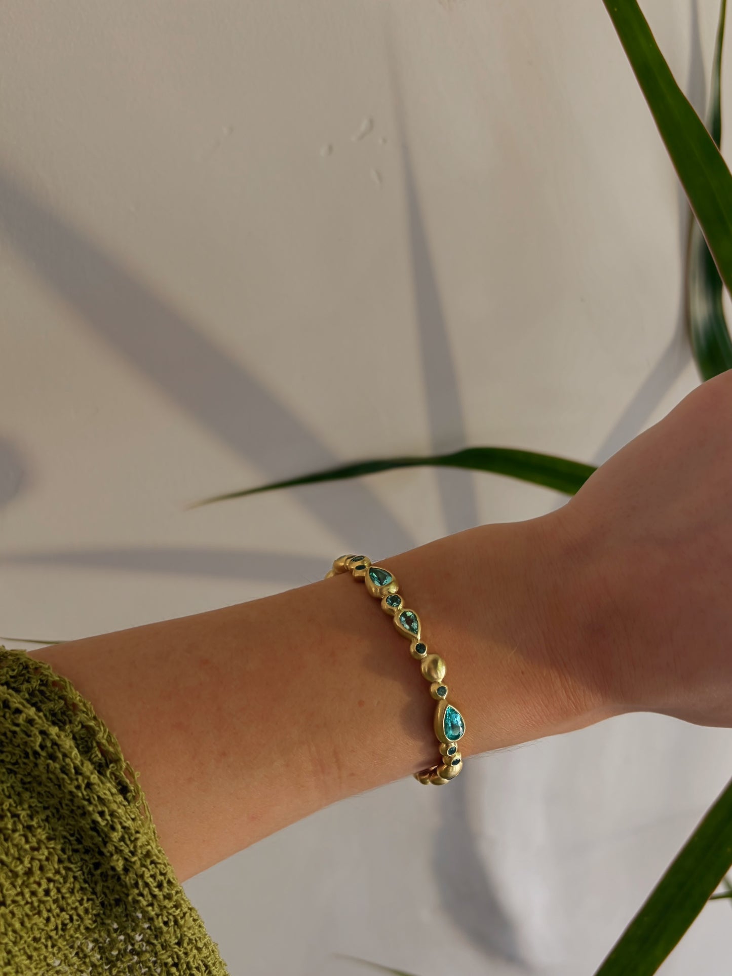 Aegean Tide Cuff with Paraiba Tourmaline and 18k Yellow Gold