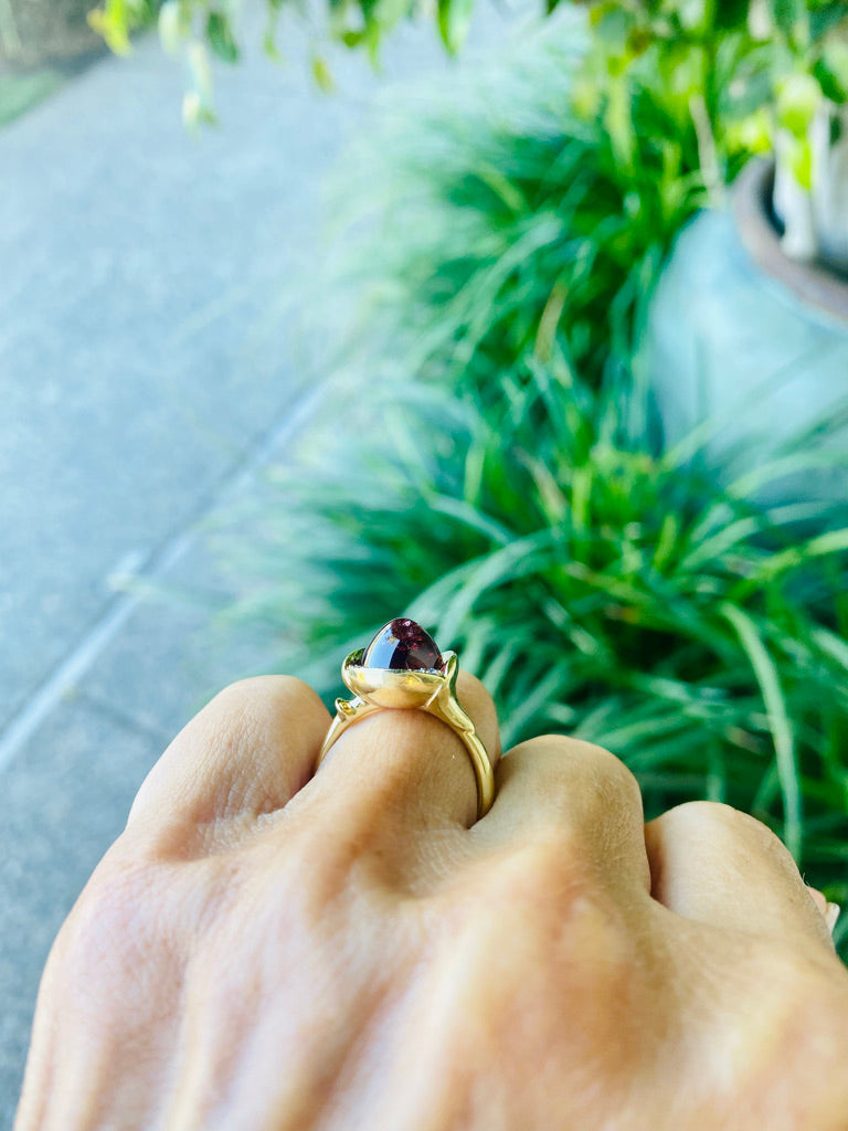 Cherry Blossom Red Spinel and Diamond Ring