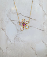 Mariposa Earth Big Sakura 5.00ctw Pink Sapphire & 0.77ctw Ruby Pendant in 18k YG