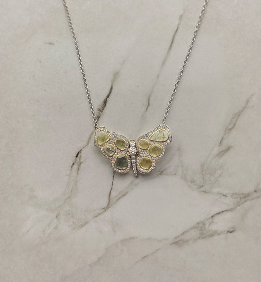 Bespoke 1.55ctw Yellow Sliced Diamond Butterfly with 1.05ctw Diamond Halo (Copy)