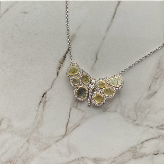 Bespoke 1.55ctw Yellow Sliced Diamond Butterfly with 1.05ctw Diamond Halo (Copy)