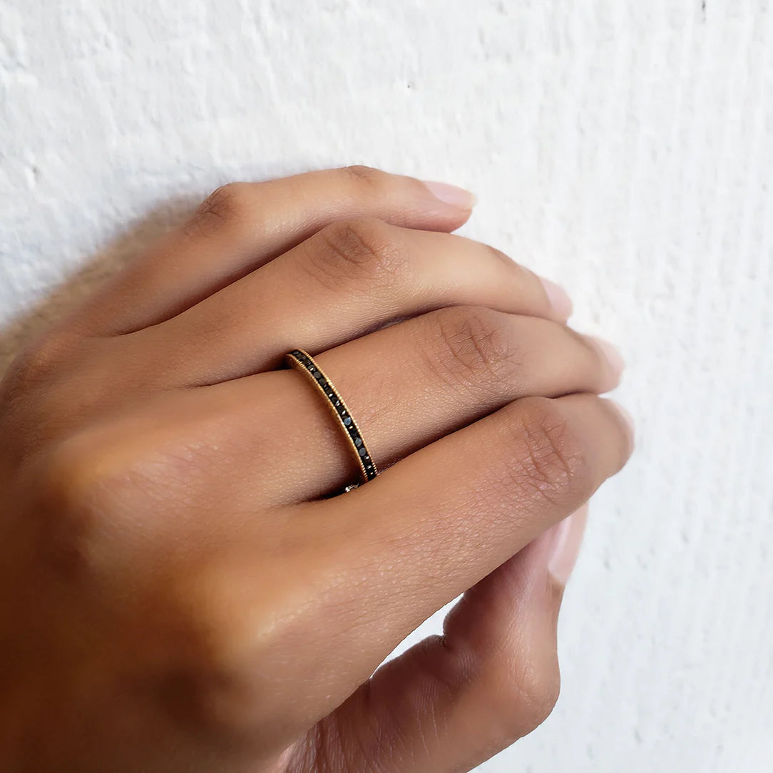 Sethi Couture Stackable Channel Black Diamond Ring