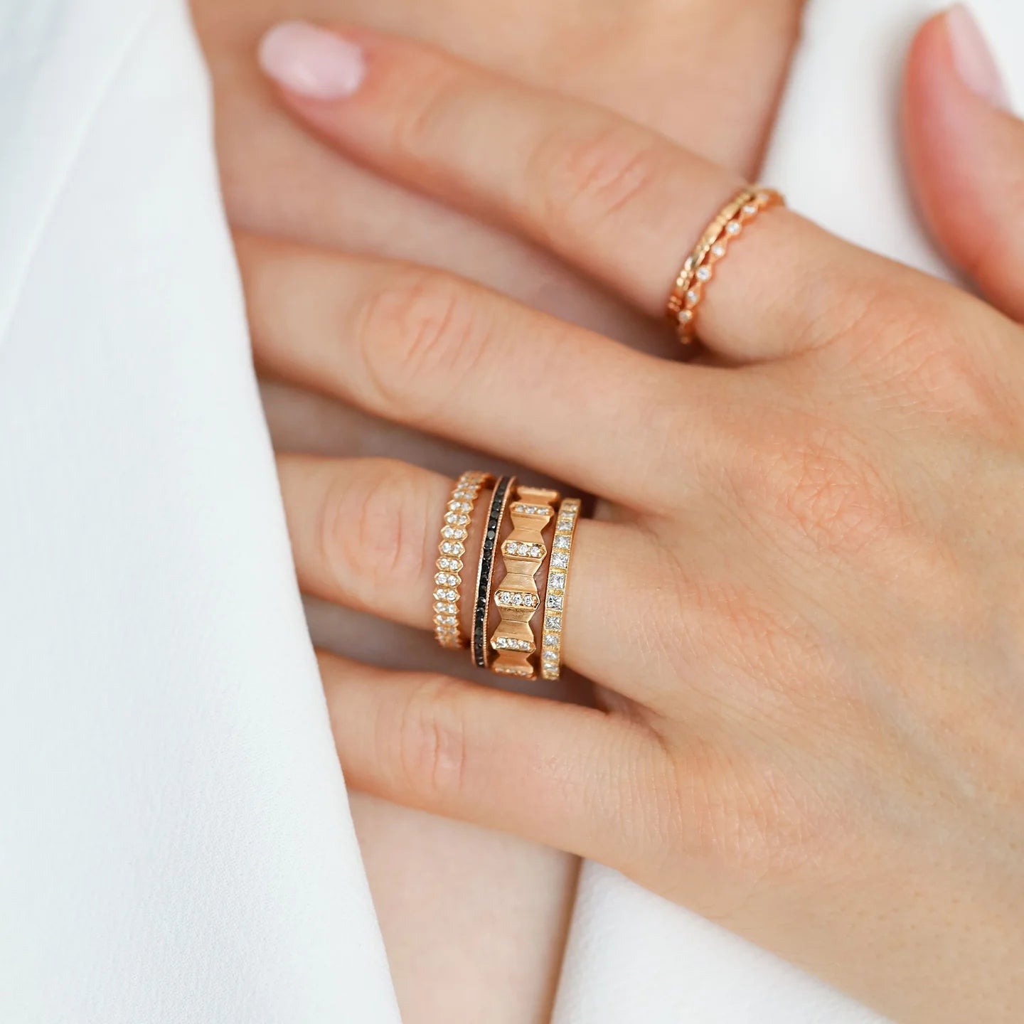 Sethi Couture Stackable Channel Black Diamond Ring