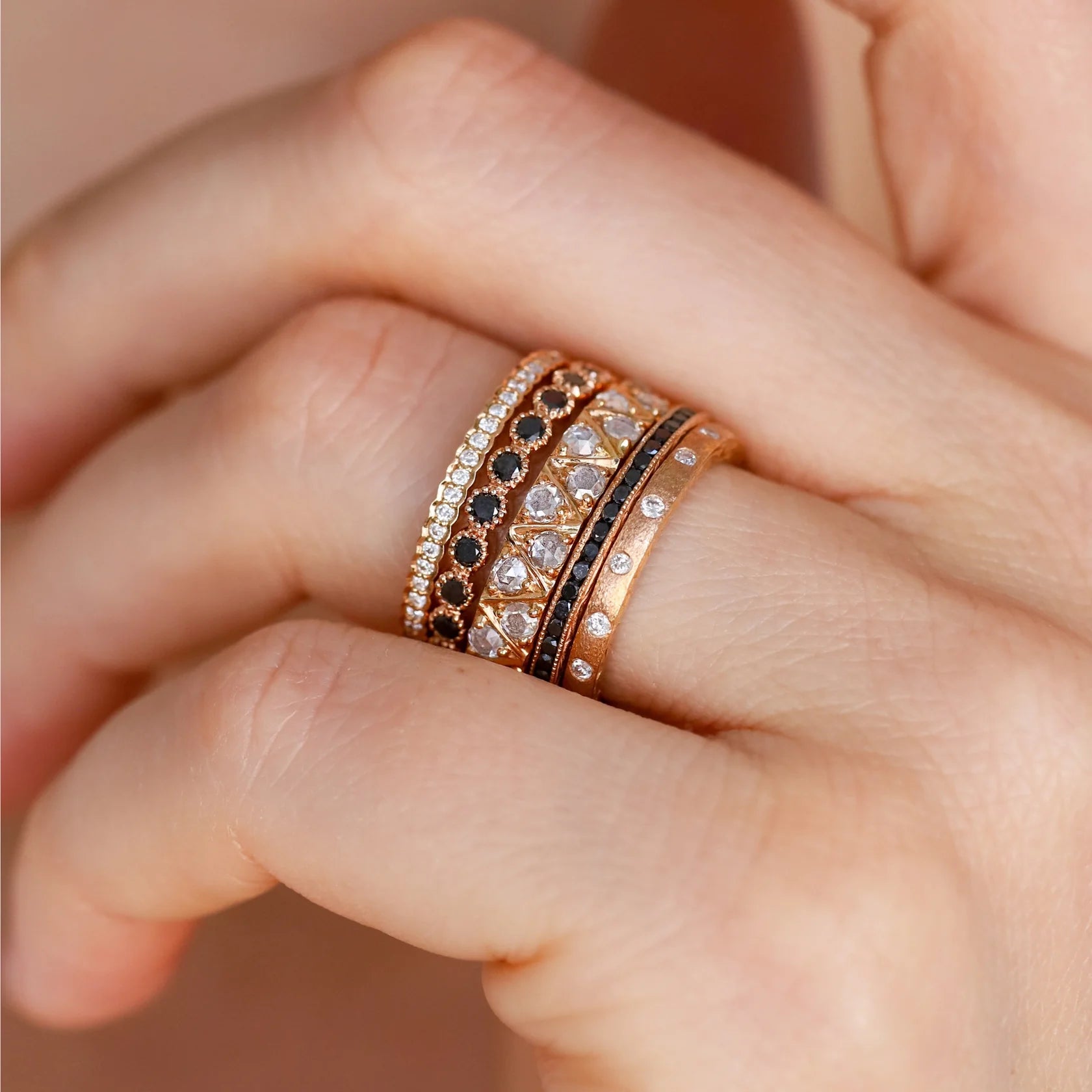 Sethi Couture Stackable Channel Black Diamond Ring