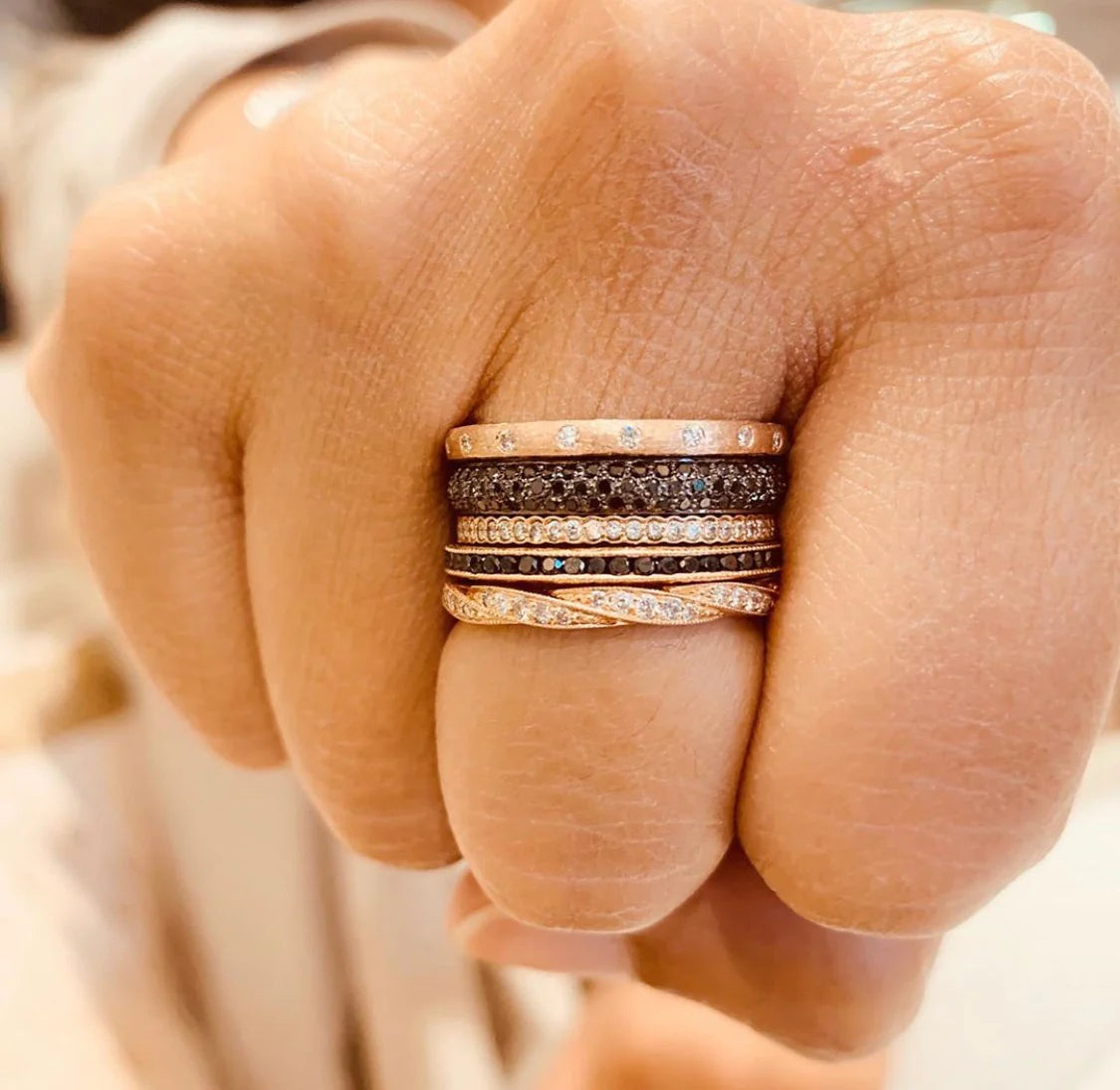 Sethi Couture Stackable Tire Black Diamond Ring