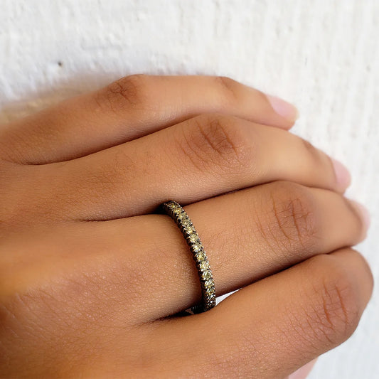 Sethi Couture Stackable Prong Green Diamond Ring