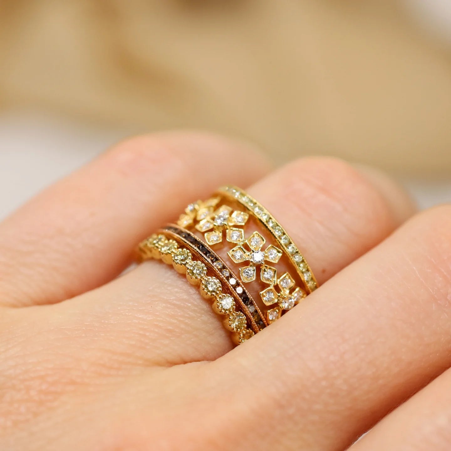 Sethi Couture Stackable Channel Burnt Orange Diamond Ring