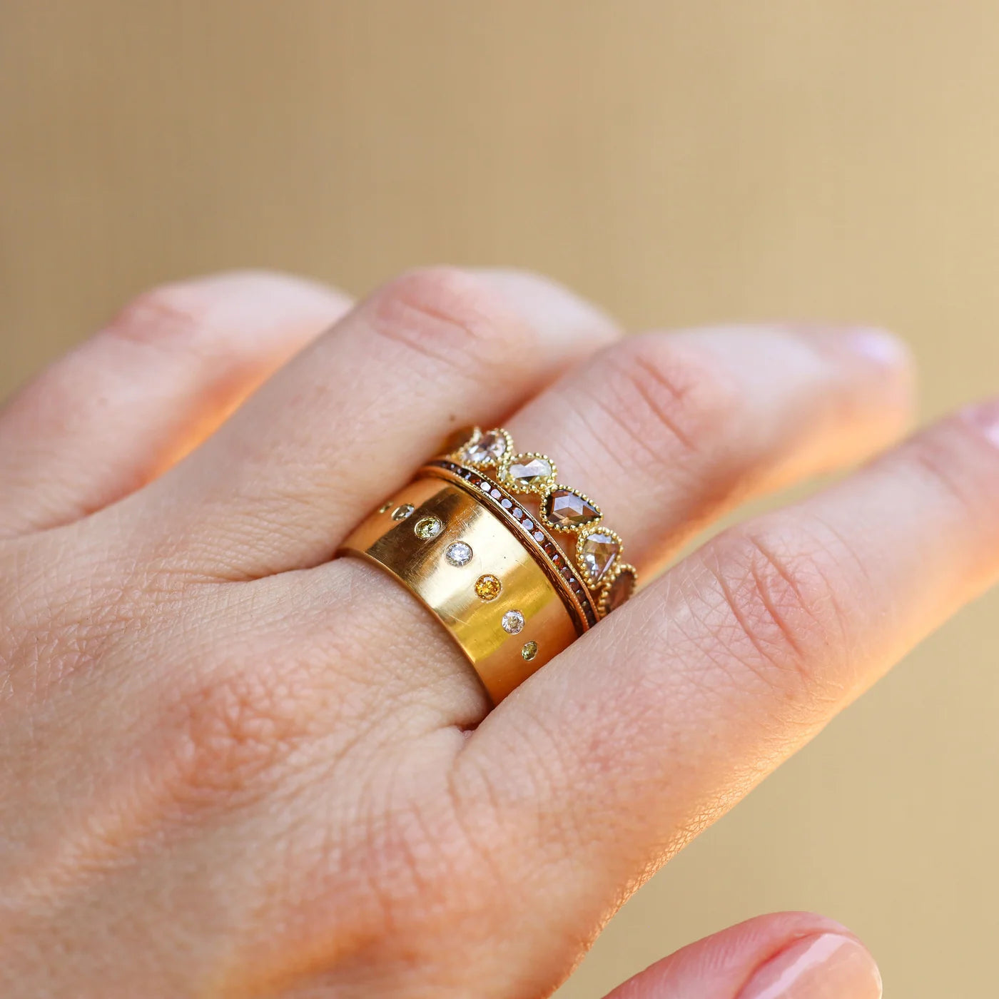 Sethi Couture Stackable Channel Burnt Orange Diamond Ring