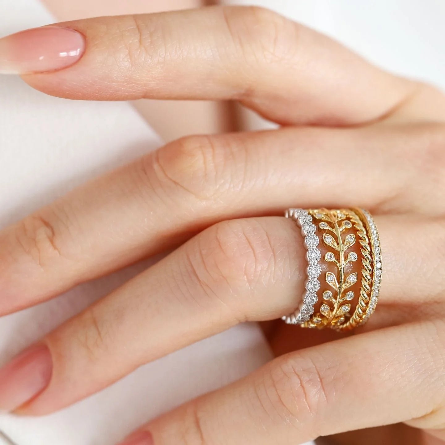 Sethi Couture Stackable Laurel White Diamond Band