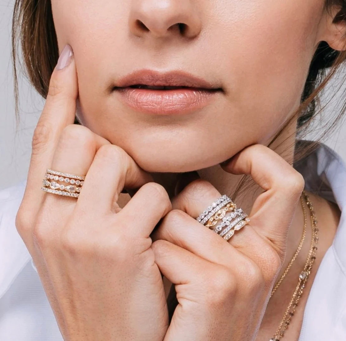Sethi Couture Stackable Fine Vine White Diamond Band