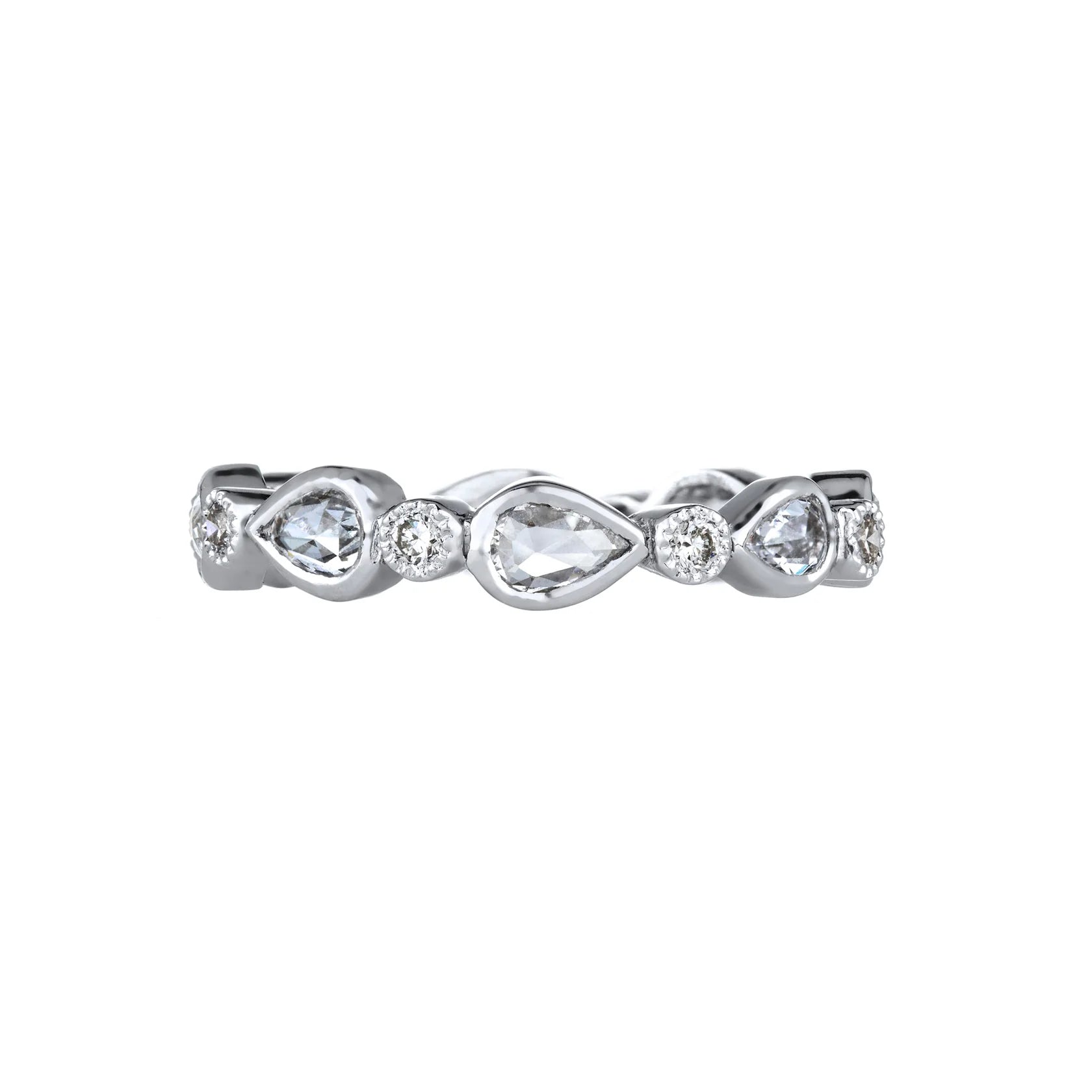 Sethi Couture Stackable Fine Vine White Diamond Band